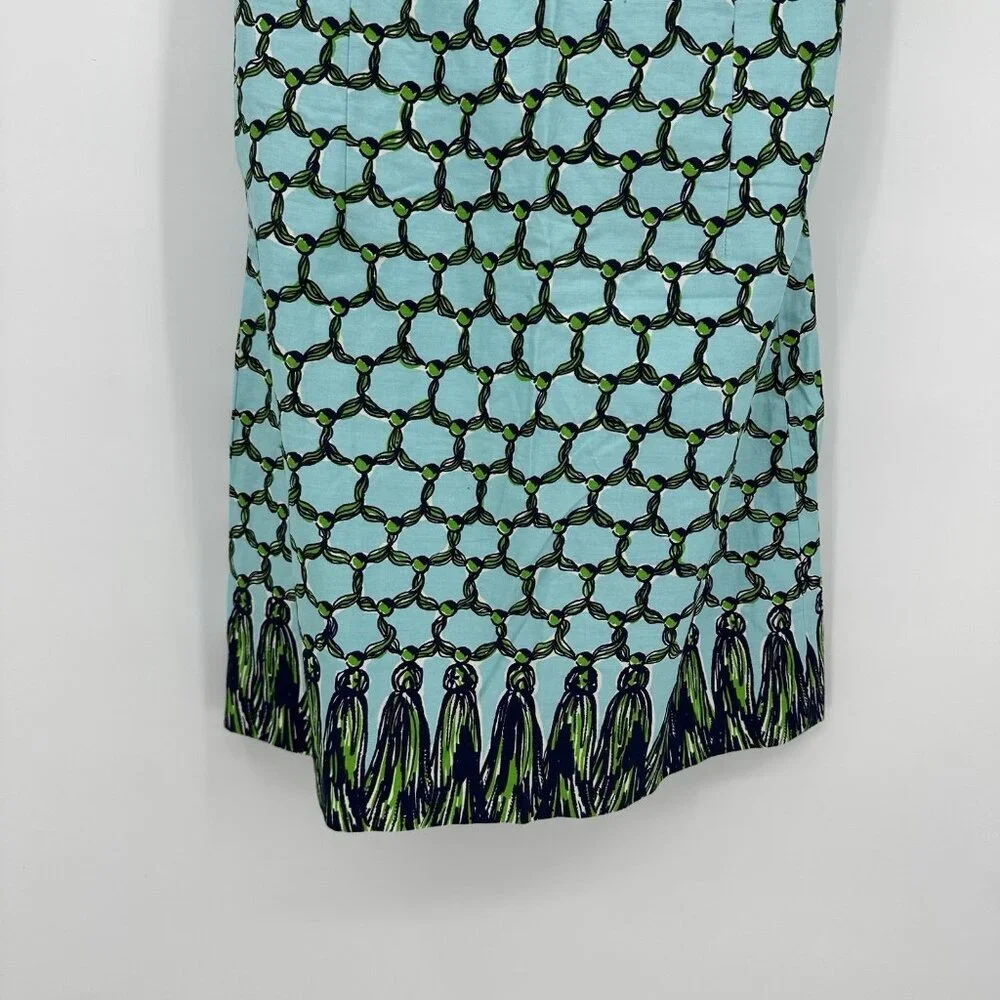 SOLD tassel print blue 6 a line preppy tropical island - Picture 5 of 10